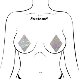 PASTEASE - Nipple Cover Pasties - White Shattered Glass Disco Ball Diamonds - Festival Rave EDM Party or Club Aesthetic Outfit Accessory - Dimensions: 2.8" x 3.8" Diameter: 2 inches