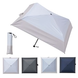 Moonbat Masu Men's Parasol, Sun or Rain, Square Folding Umbrella, Bi-Color, 19.7 inches (50 cm) (Ultra Lightweight, Ultra Slim), white (off-white)