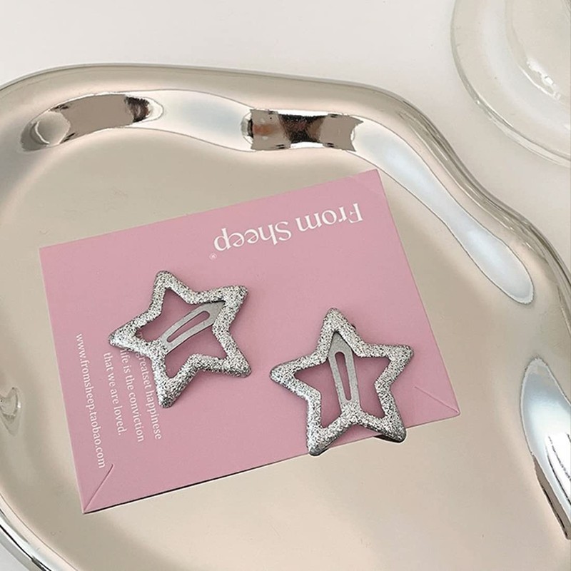 Fezf Goth Accessories 10 Pairs Sparkling Hair Clips with Silver