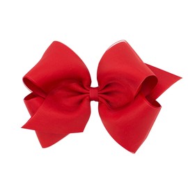 Wee Ones Girls' Grosgrain Hair Bows with Organza Overlay on a WeeStay Clip, King, Red