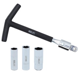 CCLIFE Spark Plug Wrench Universal 16 mm, 18 mm, 21 mm, 4-Piece Set for Car and Motorcycle, T-Handle 1/2 Inch Spark Plug Socket Wrench, Spark Plug Remover Tool, Black