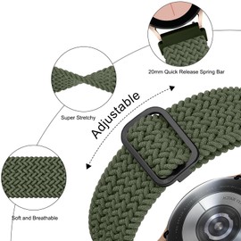 Vanjua Compatible with 20mm 22mm Watch Bands Quick Release Replacement Wristband, Adjustable Stretchy Braided Bands Replacement Straps for Women Men (Black/Blue Gray/Dark Green, 20mm)