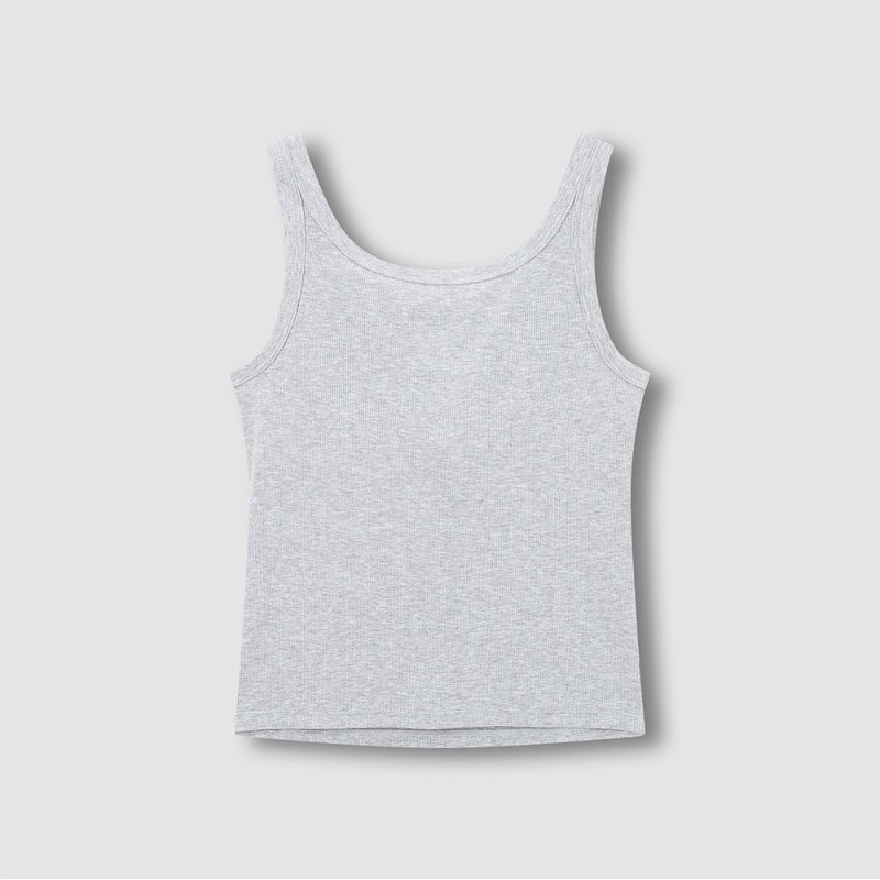 JAJU [JAJU] Women's Cotton Rib Tank Bra Camisole_Melange Grey