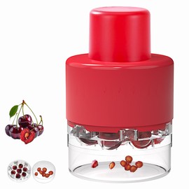 Cherry Pitter, Heavy-Duty Stainless Steel Olive and Cherry Pitters Corer Tool with Space-Saving Lock Design, Multi-Function Cherries Stoner Seed Remover Tool for Making Cherry Jam (Wine Red)