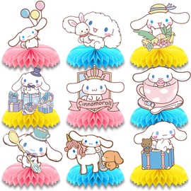 Educatgame Kawaii Centerpieces for Tables - Set of 9, Kawaii Party Decorations, Kawaii Party Supplies, Kawaii Table Decorations, Cute Anime Honeycomb Centerpieces for Birthday Party