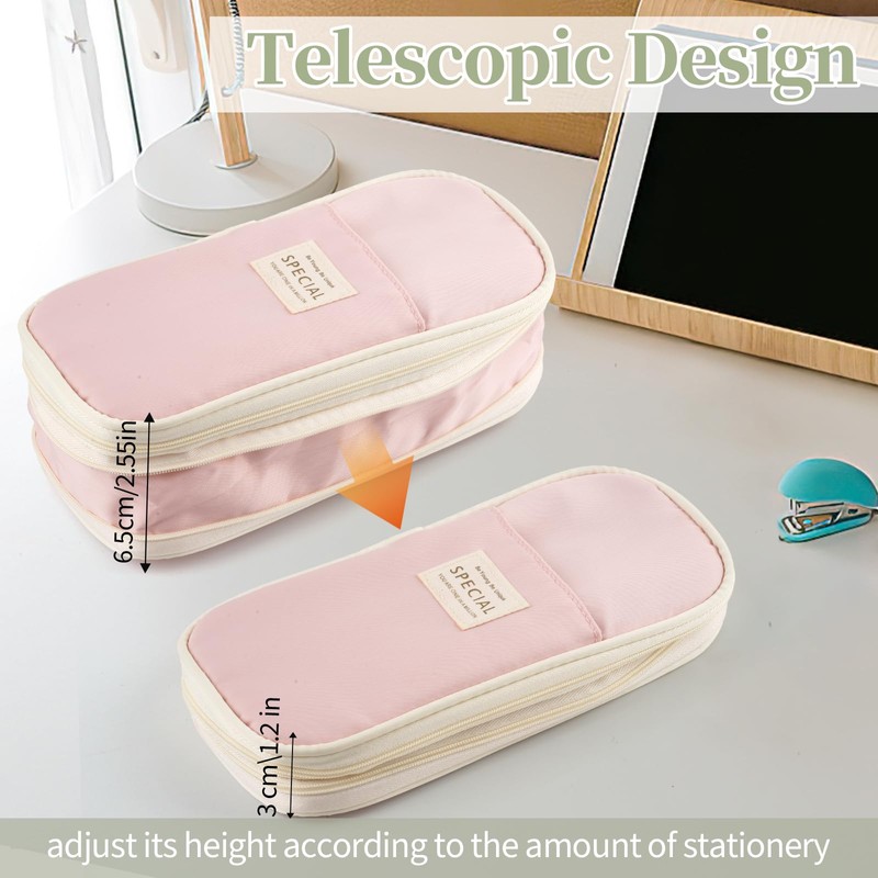 Tikplus Pencil Case Large Capacity Pencil Case with 3 Compartments