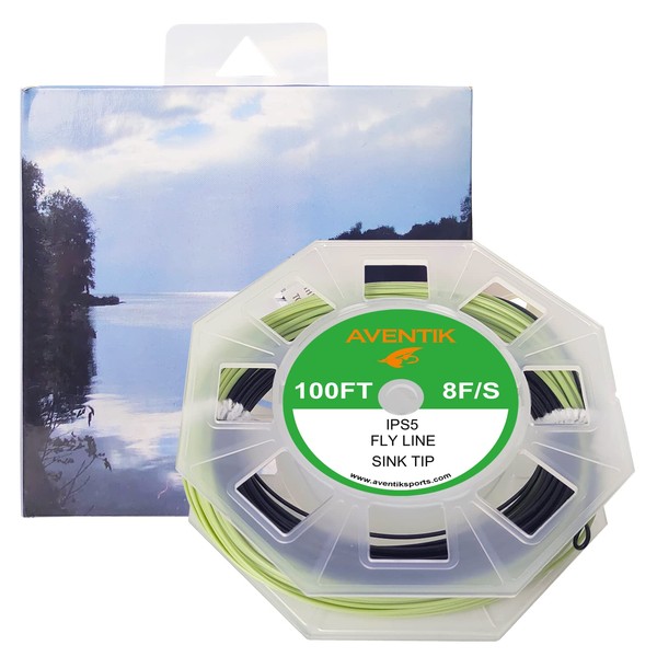 (5F/S, Black/mossgreen,ips5-6) - Aventik Sinking Tip Fly Line Sinking Tip
