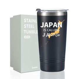 Onebttl Japanese Gifts for Men Women, Japanese Themed Travel Gifts for Friends, 20oz Stainless Steel Insulated Tumbler with Lid and Straw - Japan is Calling I Must Go
