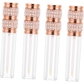 Tubo de Brillo de Labios Perlado, 4 Piezas Dorado Plástico Aceite Labial y Líquido Tintado, Uso DIY Artesanal y Viaje, Formato Ligero Capacidad Adecuada
