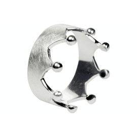 SILBERMOOS XL collection Ladies' ring crown ring krone ring coronet crown brushed sizes 62, 64, 66, 68, 70 sterling silver 925, Size:Y