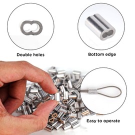YAMASO 200pcs 1/16" Aluminum Crimping Loop Sleeve, Cable Ferrule Wire Rope Sleeves Loop Sleeve
