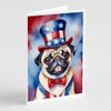 Caroline's Treasures Pug Patriotic American Greeting Cards Pack of 8