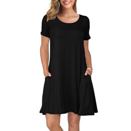 KORSIS Summer Dresses for Women Royal Blue Medium Casual T Shirt Tank Dresses Sleeveless Swing Flowy Ladies Beach Vacation Sundress with Pockets