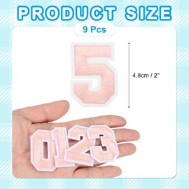 sourcing map Iron on Number Patches 2" Number 5 Iron on Embroidered Patch Sew on Letter Stickers Applique for Repairing Clothing Jeans Shoes Hats DIY(Pink, Pack of 9)