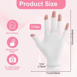 3 Pairs of Cotton Gloves Fingerless Gloves Neurodermatitis Thin Gloves Gym Gloves Summer Half Finger Anti-UV Protection Thin Sun Protection Mittens Gloves for Driving Golf Cycling (5 Fingers)
