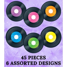Carson Dellosa Colorful Paper Records Bulletin Board Cutouts, One-Sided Vinyl Record Cutouts for Bulletin Boards and Classroom Decor, Vintage Decor for Party and Bulletin Board Decorations (45 pc)