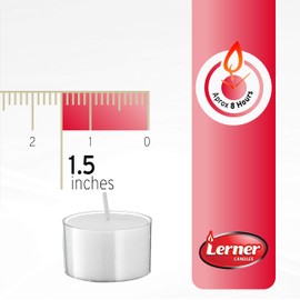 Lerner Tea Light Candles in Clear Holder Cups Bulk 50 Set. Long Burning 8hr, Unscented, for Mood, Dinners, Parities, Home, Decoration, Wedding, Crafts