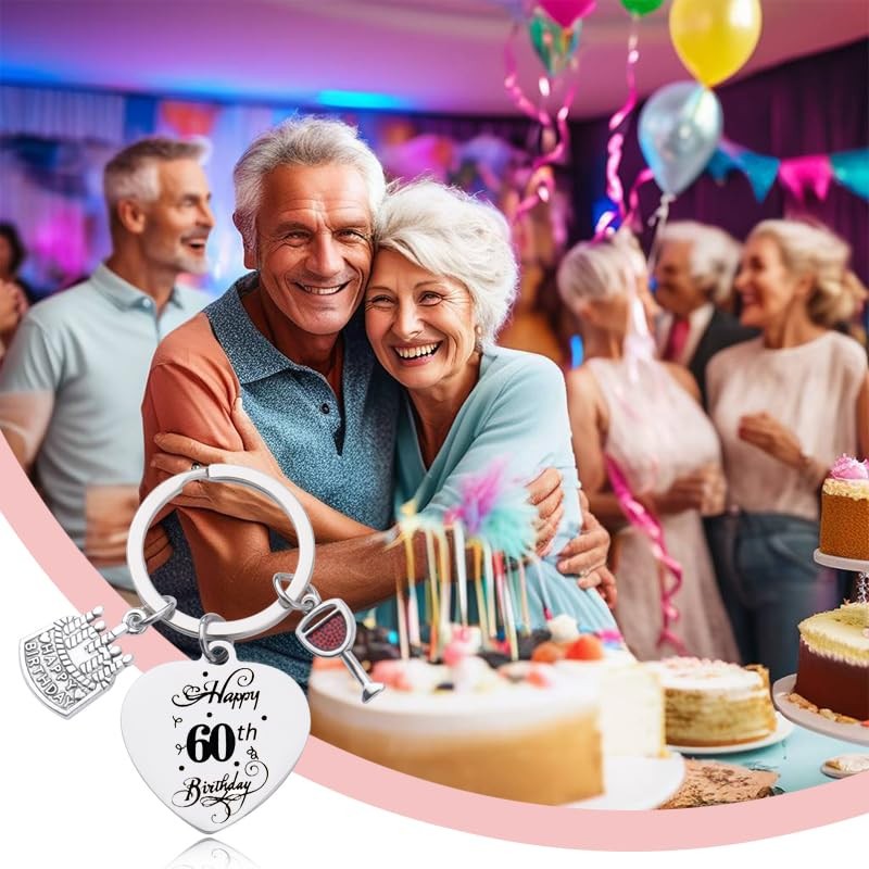 60th Birthday Keyring Gift for Her Him Grandpa Grandma 60