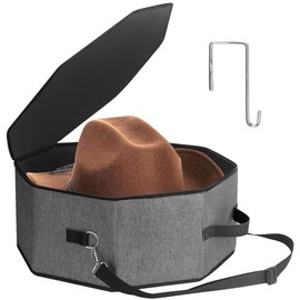 Hat Storage Box for Women and Men, Hat Box for Travel and Storage, Collapsible Hat Case Cowboy Cap Hat Organizer for Closet with Handles, Hat Bag Hat Case