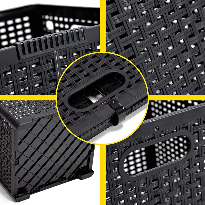 Eslite 42L Collapsible Plastic Laundry Baskets,Foldable Laundry Hamper,Pack of 2