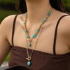 ALRNBY Layered Beaded Turquoise Choker Necklace for Women Gold Toggle