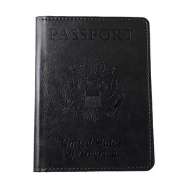 3-Pack Passport Holder Wallet, Vaccine Card, Leather Cover Waterproof BLACK