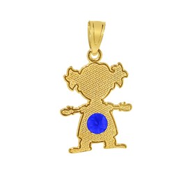 PRECIOUS STARS Genuine 14k Yellow Gold 0.66" Round Cubic Zirconia CZ September Birthstone Girl/Daughter Pendant For Women - Jewelry Gift, Mother's Day, New Mom, Push Gift