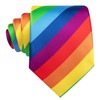 Barry.Wang Men Tie Set Rainbow Silk Necktie Pocket Square Cufflinks