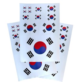 EUIOSFDC Decal in Multiple Sizes Korea Flag Sticker 3 Sheets Adhesive Tearproof Waterproof Synthetic Stickers (White Korea)