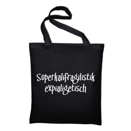 Mary Poppins Fun In Jute Bag, Cotton Bag and Fabric Bag Tasche, BLACK (Black) - styletex23bagsuperka1
