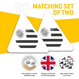 2 x Triangle Stickers 10cm - BW - America Montevideo Flag Uruguay Laptop Tablet Luggage Scrapbook #41821