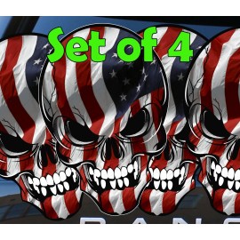 Unbranded Set of 4 Flag Skulls - Hard Hat Stickers - Union Electrician Ironworker Welder - 1 Inch