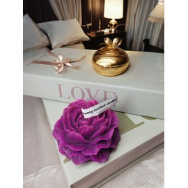Peony Flower Shaped Candle with Scent, Soy Wax Blend Aromatherapy Candle, Gift Candle, Gifts for Women, Candles for spa, Stress Relief, Meditation, Wedding, Home Decor, Relaxing Atmosphere, (Purple)