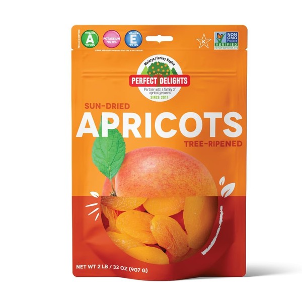 Perfect Delights Sun-Dried Turkish Apricots, Vegan & Healthy Fruit Snack