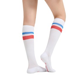 aepra Compression Socks for Women & Men, Breathable Knee High for Running, Hiking, Flying, Anti-Blister Support (1 Pair, Cloud White, L)