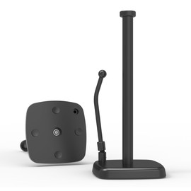 BATHDANCE Paper Towel Holder Countertop Black, Paper Towel Dispenser Standing Weighted Base Non-Slip, Spring Arm Fit Most Size Tissue Roll, Stainless Steel Paper Towel for Home Kitchen Tabletop