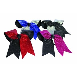 Glitter Twister Hair Bow, Silver/Blk