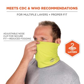 Ergodyne Chill Its 6489 Cooling Neck Gaiter or Face Covering, Two Layers, Adjustable Nose Clip for Secure Fit