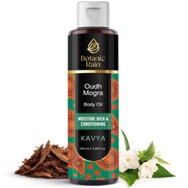 Botanic Rain Ayurveda Body Oil with Oudh & Mogra – Organic, Nourishing & Hydrating for Dry, Flaky Skin – Fast Absorbing, Non-Greasy, Ayurvedic for Men & Women – 3.38 fl oz (Pack of 1)