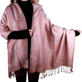 TZ Promise Pashmina Scarf with Vintage Tapestry Style Rainbow Luxury Paisley Pattern Wrap Shawl (Brown Multicolored)