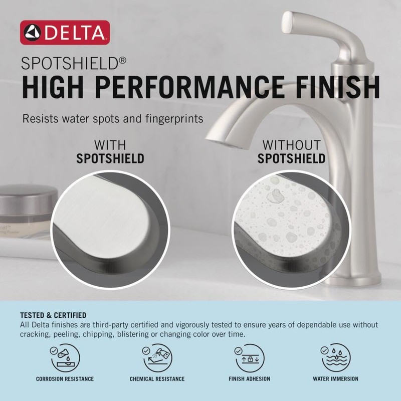 Delta Arvo Brushed Nickel Bathroom Faucet 1 Hole, Single Hole