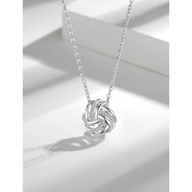 INFUSEU Sterling Silver Love Knot Necklaces for Women Girls Daughter Girlfriend Wife Soulmate Valentine Promise Gifts Celtic Eternal Twisted knot Pendant Jewelry Dainty Forever