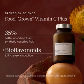 Wild Nutrition WILD NUTRITION Food-Grown? Vitamin C Plus | High Bioavailability Vitamin C with Bioflavonoids | Immune Support, Optimum Absorption Vitamin C | Vegan Vitamin C Capsules | 60 Capsules