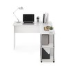 Furinno Abbott L-Shape Computer Desk with Stainless Steel Tubes Bookshelf,