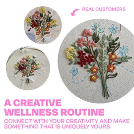 CRAFT CLUB Buzzing Bouquet Embroidery Kit - DIY Arts & Crafts Set | Cross Stitch & Punch Needle Kit with Bamboo Embroidery Hoop and Full Thread Packs | Xmas Gift