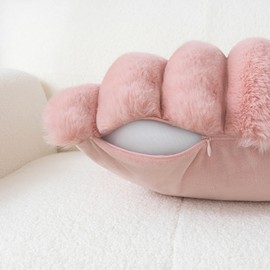 Touchat Pack of 2 Faux Fur Pillow Covers, 18x18 Inch Decorative Throw Pillow Covers with Hidden Zipper, Ultra Soft Couch Cushion Pillows Covers for Sofa/Bedroom Wide Stripe, Pink