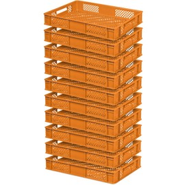 BRB 10x Euro Containers/Stacking Containers, L x W x H 600 x 400 x 90 mm, Capacity 15 Litres (Orange)