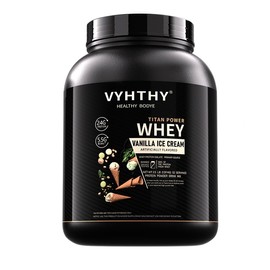 VYHTHY Vanilla ICE Cream Whey Protein Powder - 24g Protein per Serving - 5.5g branched-Chain Amino acids, Less Than 120 Calories, Gluten-Free, Low Sugar, Promotes Recovery (36 oz) - 30 Servings