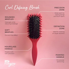 LAC FOR YOU Lockenbürste für Naturlocken - Curly Hair Brush Rand mit Wave-Massage für Beach Waves, Weiche Abgerundete Borsten, Antifrizz, Soft-Grip – Magenta