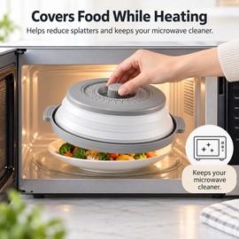 Collapsible Microwave Splatter Cover for Plates & Bowls – Foldable Food Guard for Everyday Kitchen Heating